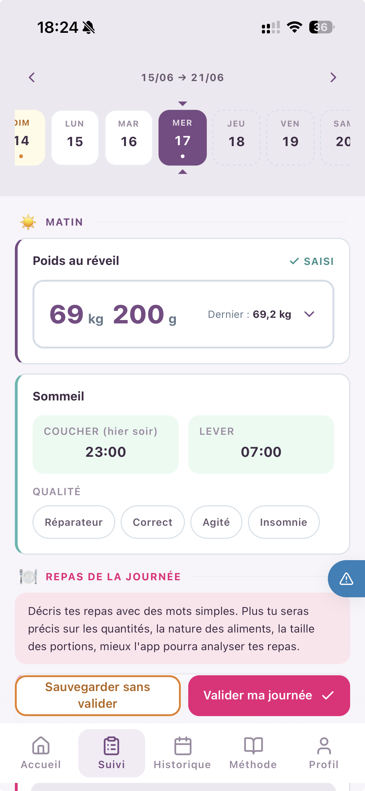 Saisie du jour Margot